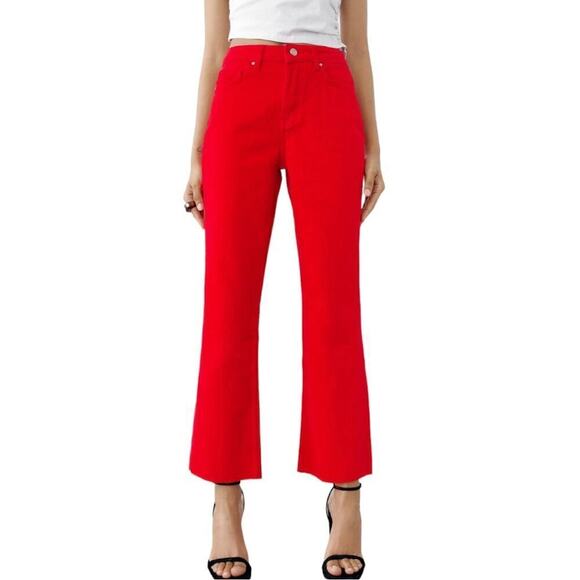 ZARA Z1975 HIGH RISE STRAIGHT LEG RED DENIM JEANS 6147/080 SIZE 4 - Picture 15 of 15